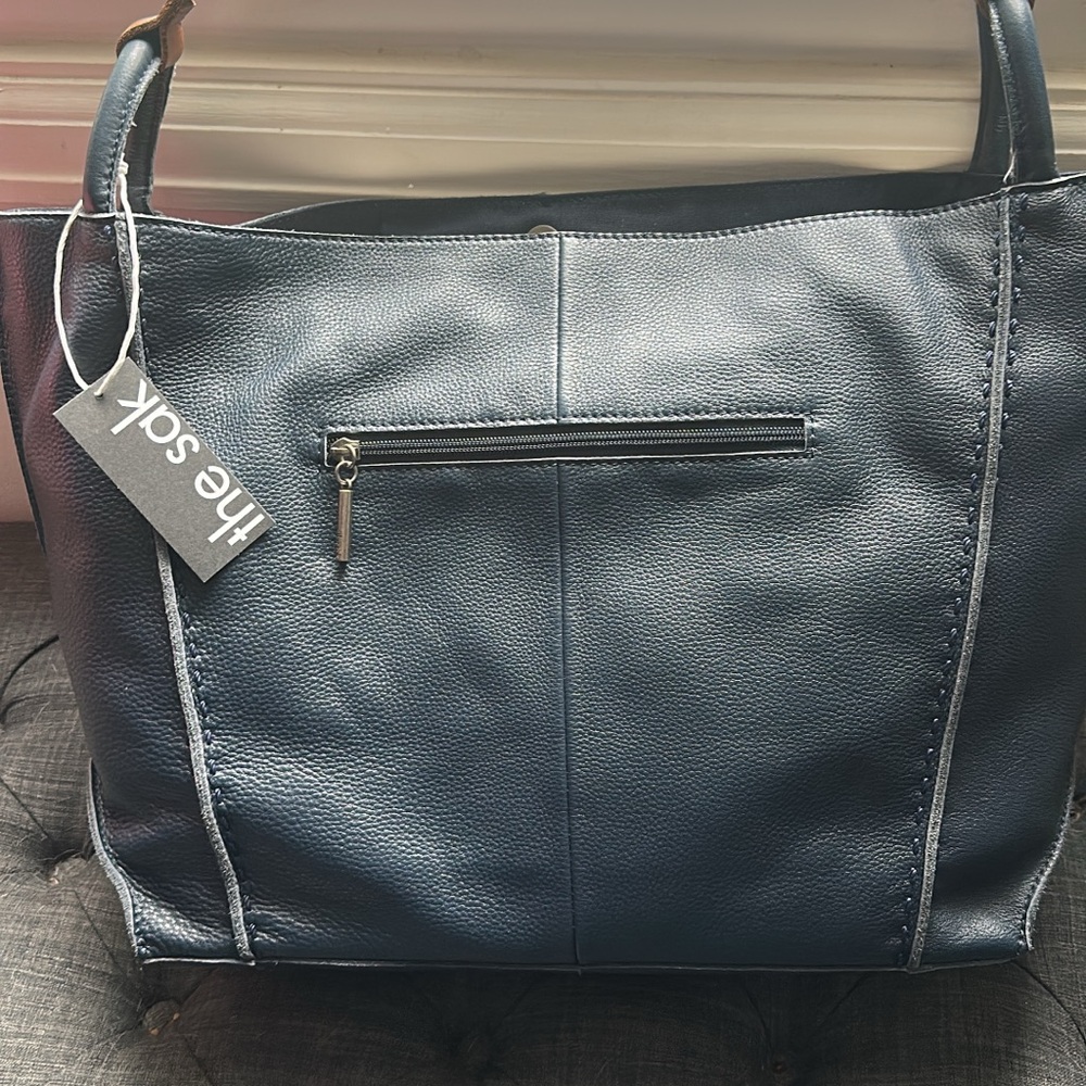 The Sak Blue Leather Loz Feliz Tote Bag